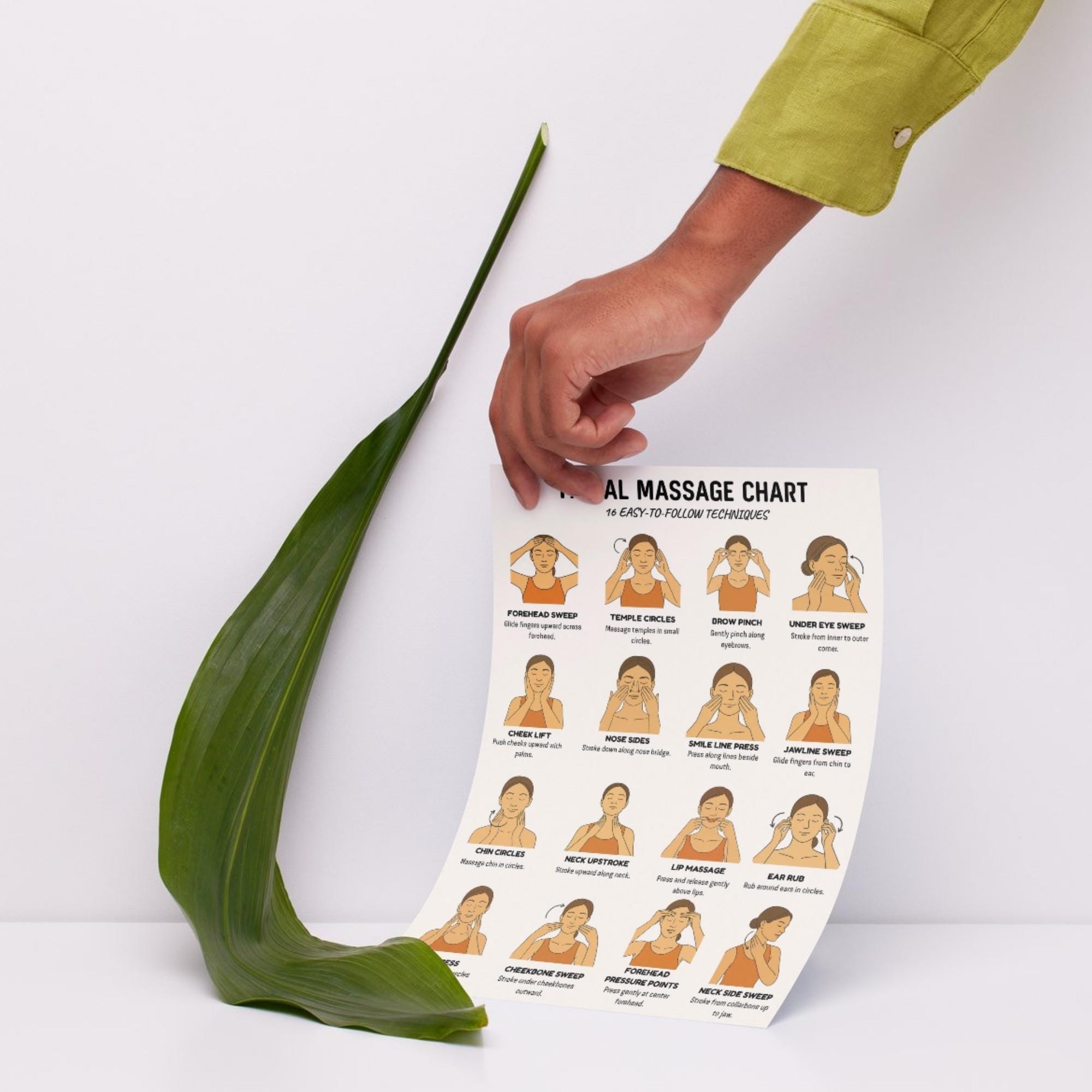 Facial Massage Chart – 16 Face Massage Exercises | Printable Self ...