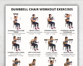 Dumbbell Chair Workout | Seated Exercises Printable PDF Poster Strength Training Home Workout Chair Exercises Seated Workout Printable PDFs