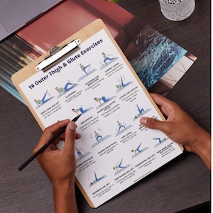16 Outer Thigh & Glute Exercises Printable | Lower Body Workout Sheet (A4 & US Letter)