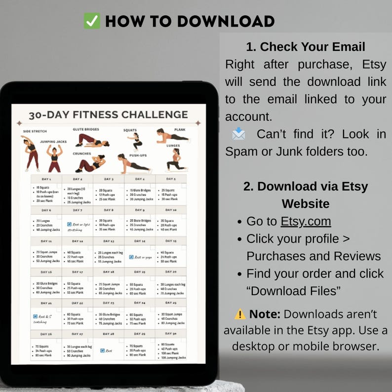 30 Day Fitness Challenge Printable Workout Chart, Home Workout Planner ...