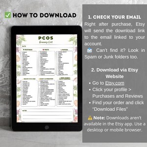PCOS Grocery List Printable | PCOS Food List | Low GI Foods Chart | PCOS Diet Foods PDF