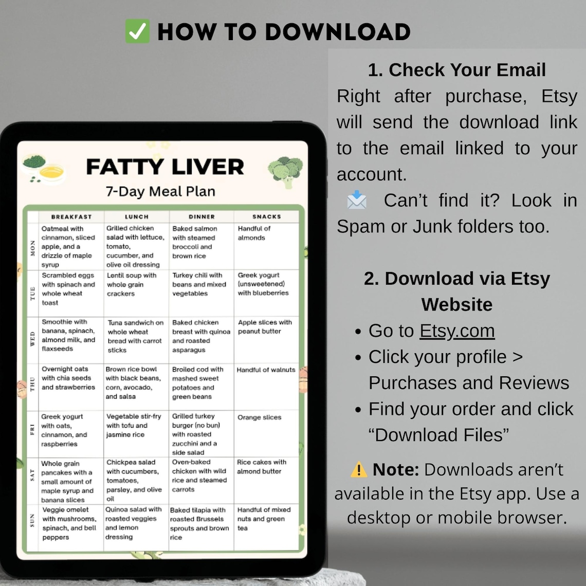 Li Er Menu Fatty Liver Meal Plan | 7 Day Liver Diet Menu | Printable PDF | Liver ...