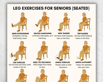 Seated Leg and Calf Exercises for Seniors PDF | Chair Workout for Mobility, Balance, Circulation & Strength | Instant Download