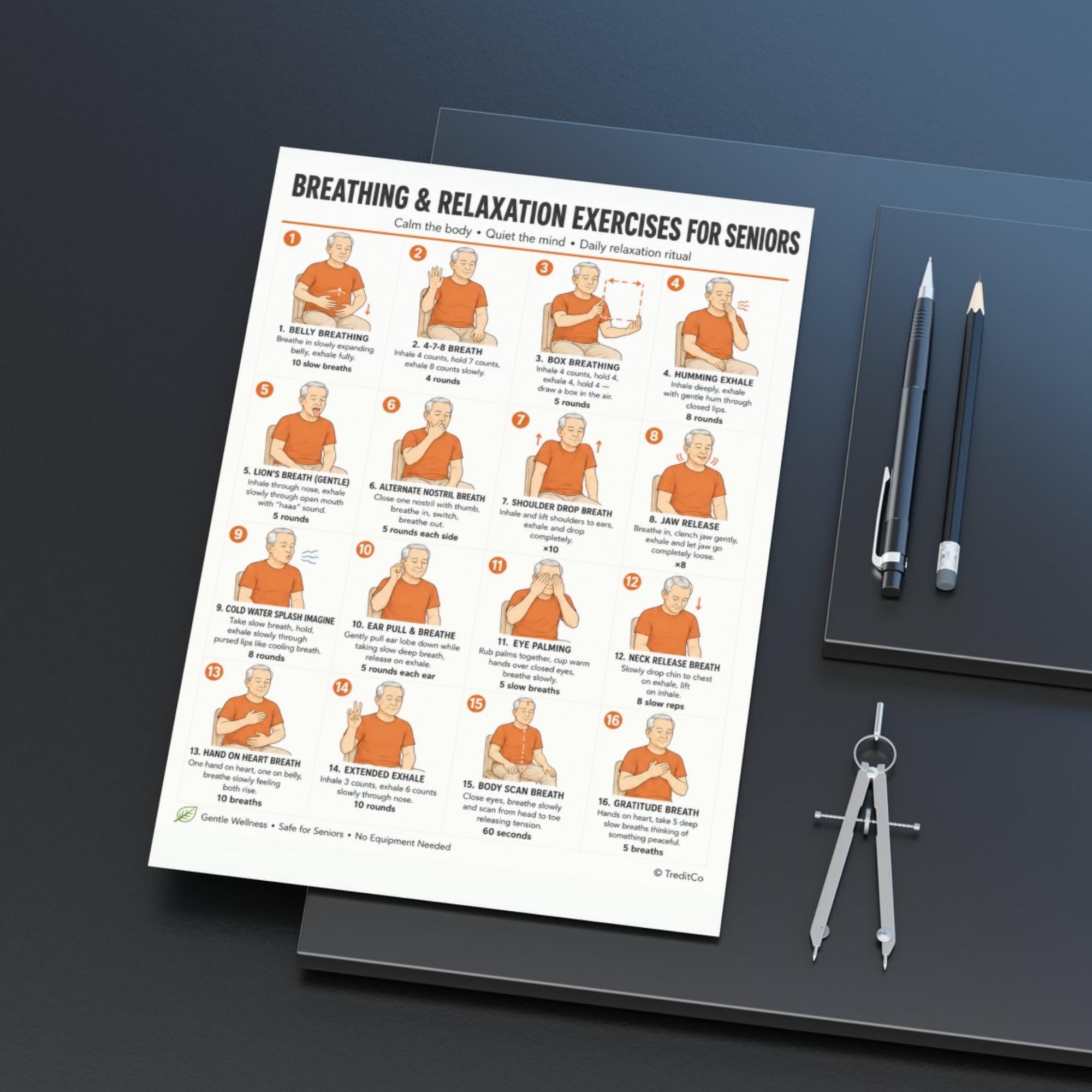 Breathing & Relaxation Exercises for Seniors Printable PDF — 16 Calming Breathwork Techniques ...