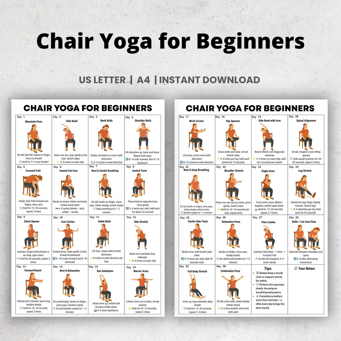 Chair Yoga for Beginners, 30 Day Chair Yoga for Seniors & Beginners