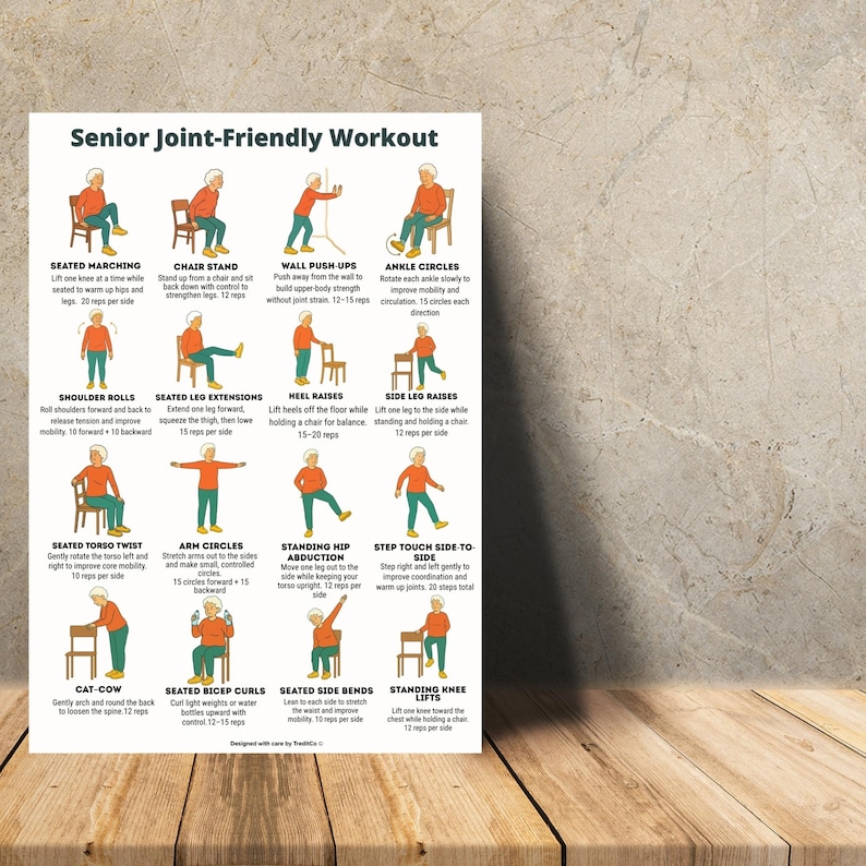 Senior Workout Bundle Printable | 3 Low-Impact Exercise Posters
