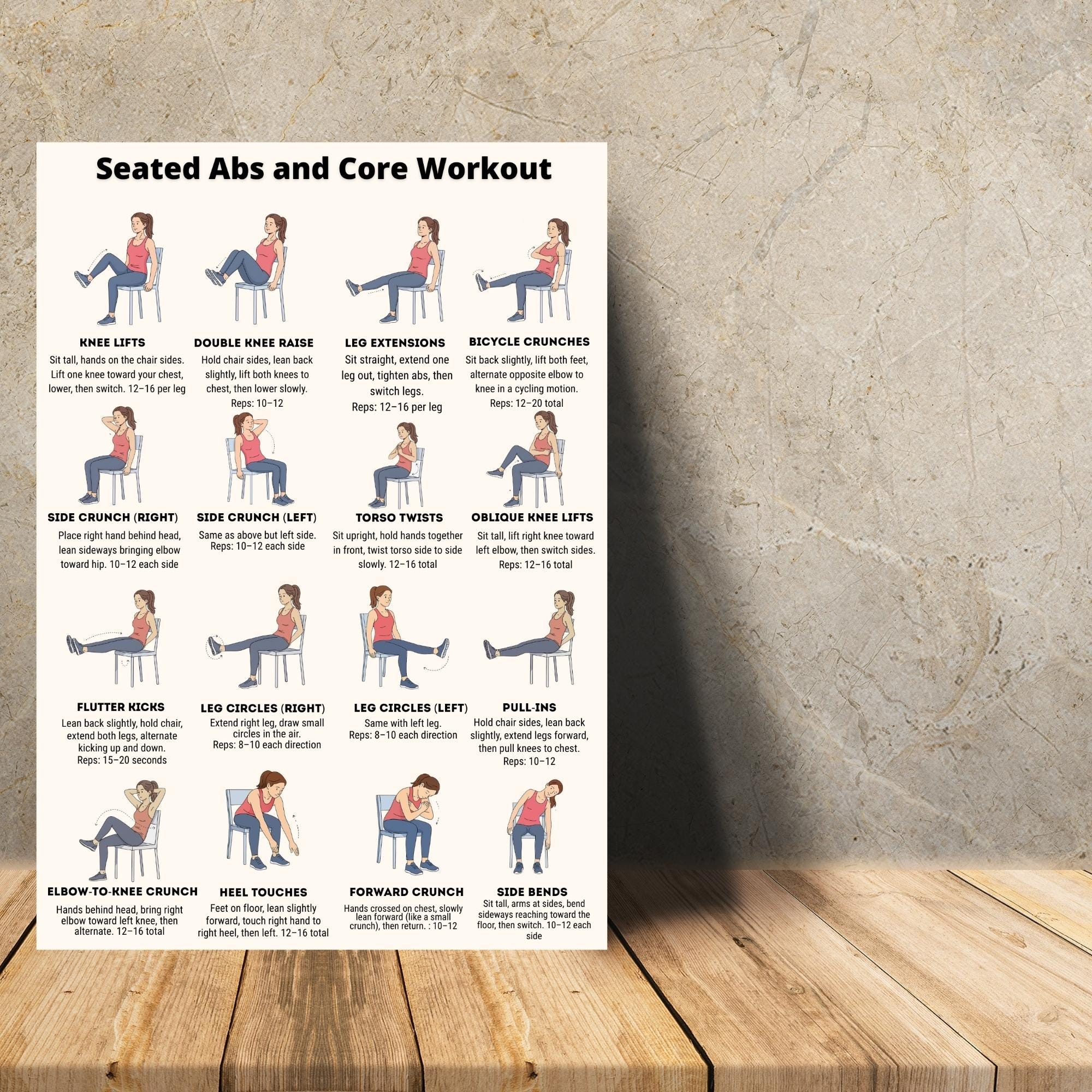 Chair Exercises for Abs and Core PDF – 16 Seated Workouts for Beginners ...