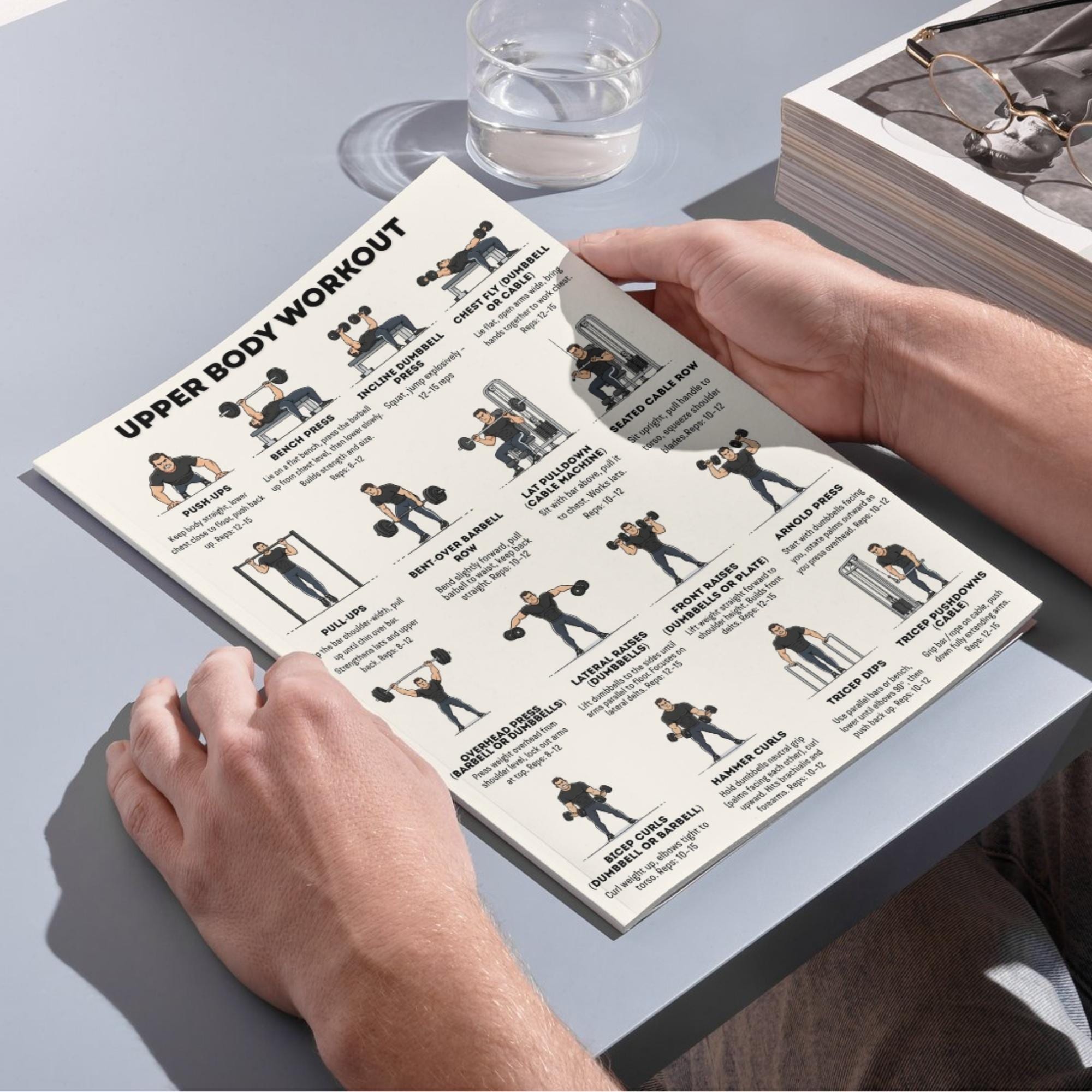 Upper Body Workout for Men Printable | 16 Exercises Chest Back ...