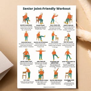 Senior Joint-Friendly Exercises • 16 Low-Impact Printable Workout