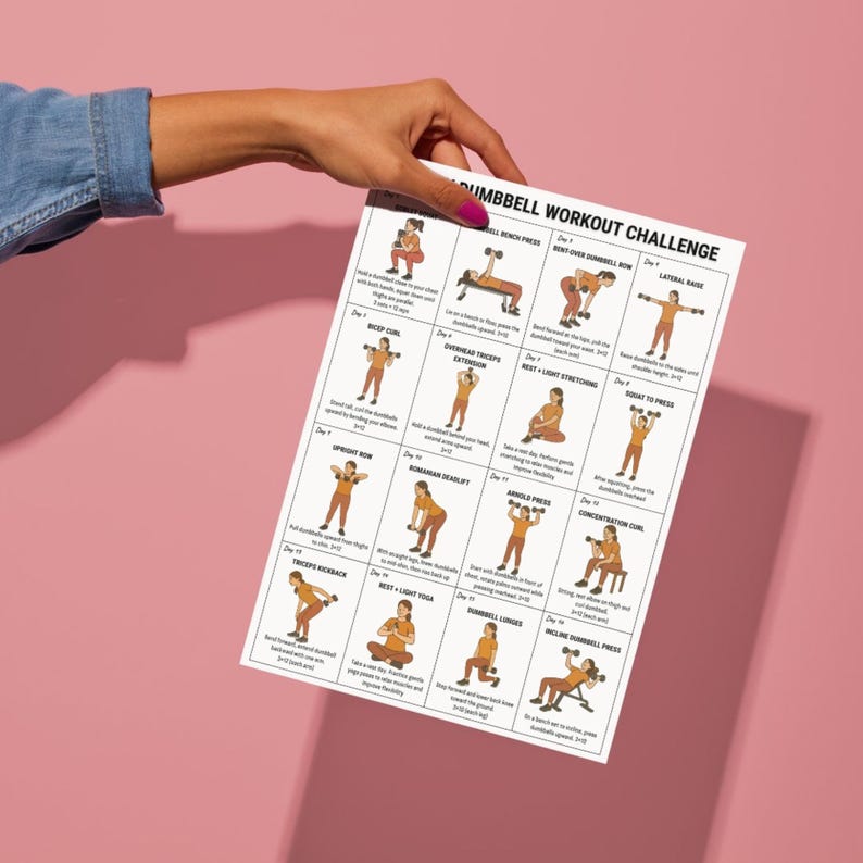 30 Day Dumbbell Workout Challenge Printable PDF | Home Workout Plan ...