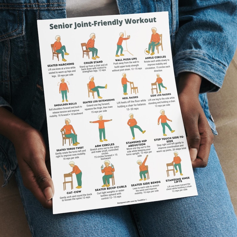 Senior Joint-Friendly Exercises • 16 Low-Impact Printable Workout