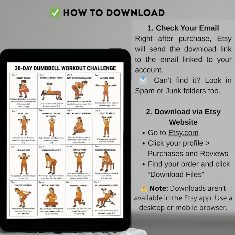 30 Day Dumbbell Workout Challenge Printable PDF | Home Workout Plan ...