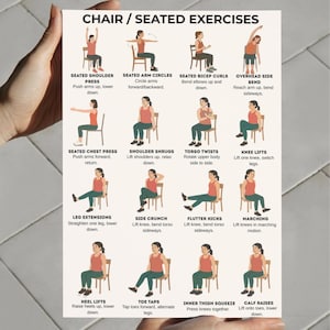 Torso Twists – woman seated, rotating upper body side to side, gentle mobility chair exercise illustration.