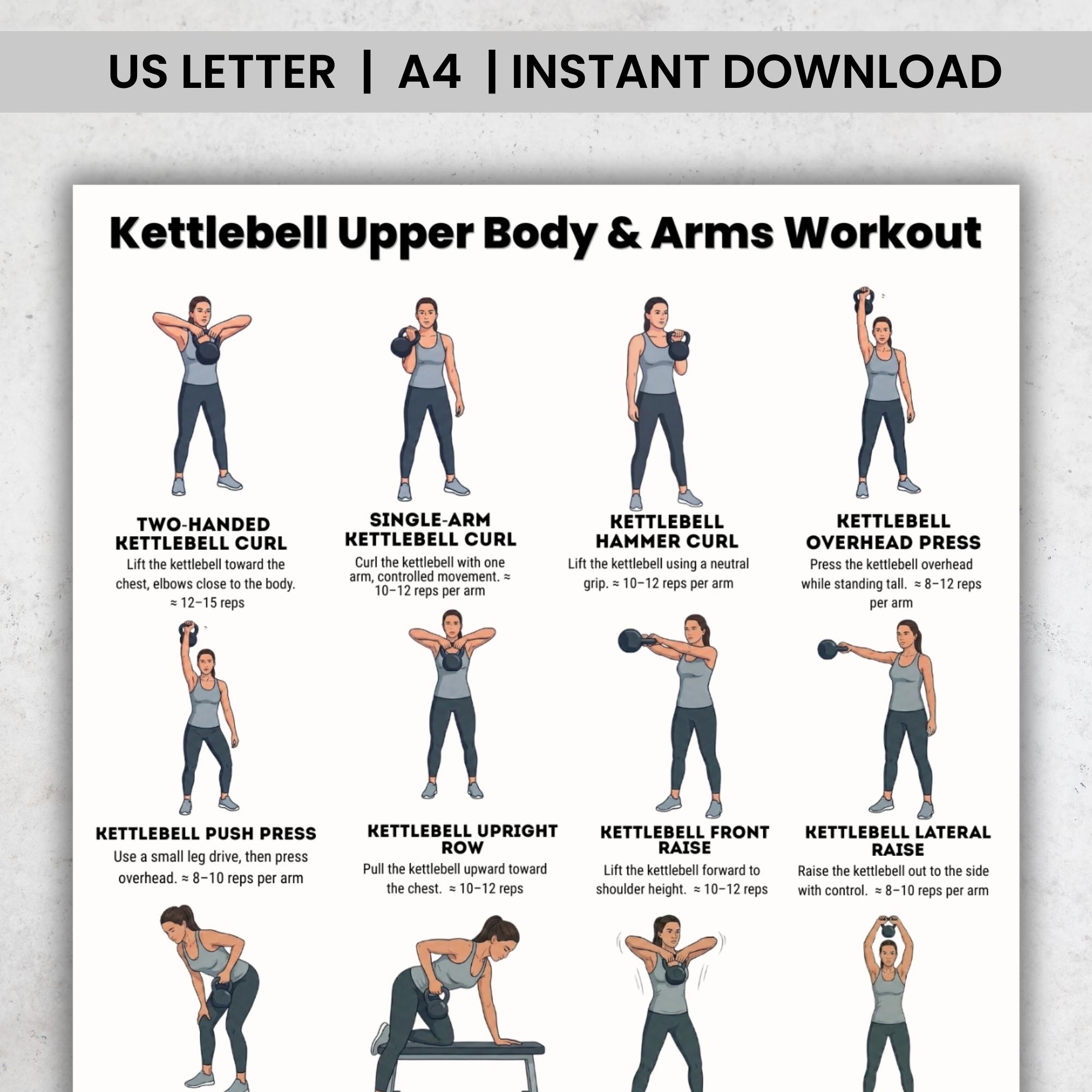 Kettlebell Upper Body Workout Printable, Arms and Shoulder Kettlebell ...
