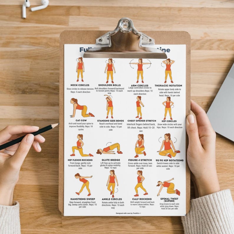 Printable Mobility Full Body Mobility Routine Printable, 16 Mobility Exercises PDF ...