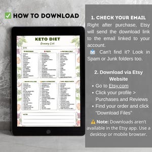 Keto Grocery List Printable | Low Carb Food List | Keto Diet Foods Chart | Keto Shopping PDF