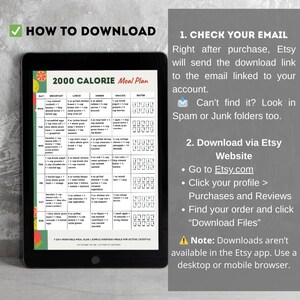 2000 Calorie Meal Plan Printable | 7-Day 2000 Calories Menu PDF