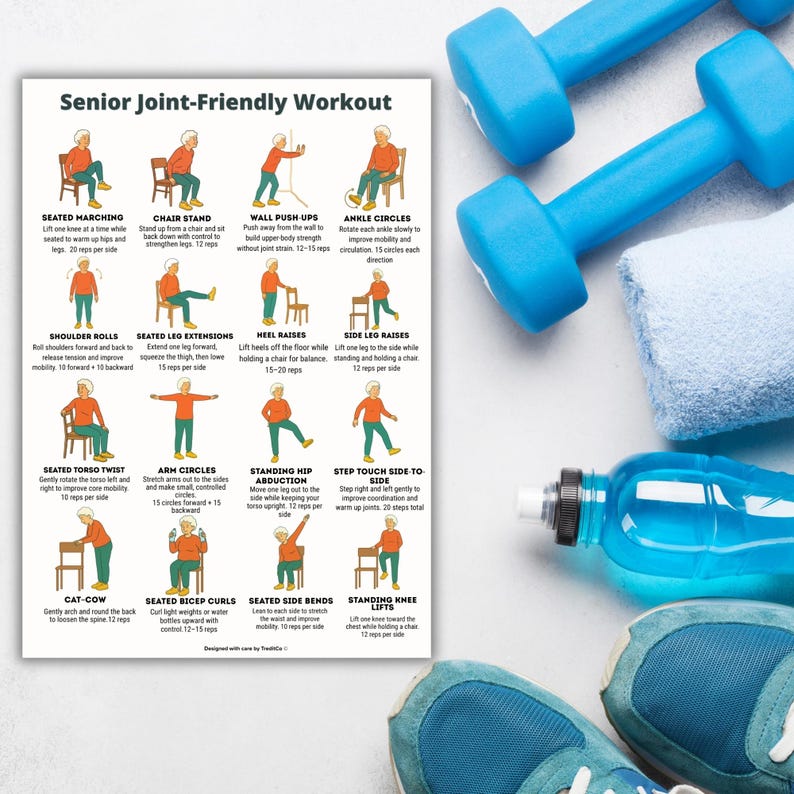 Senior Joint-Friendly Exercises • 16 Low-Impact Printable Workout