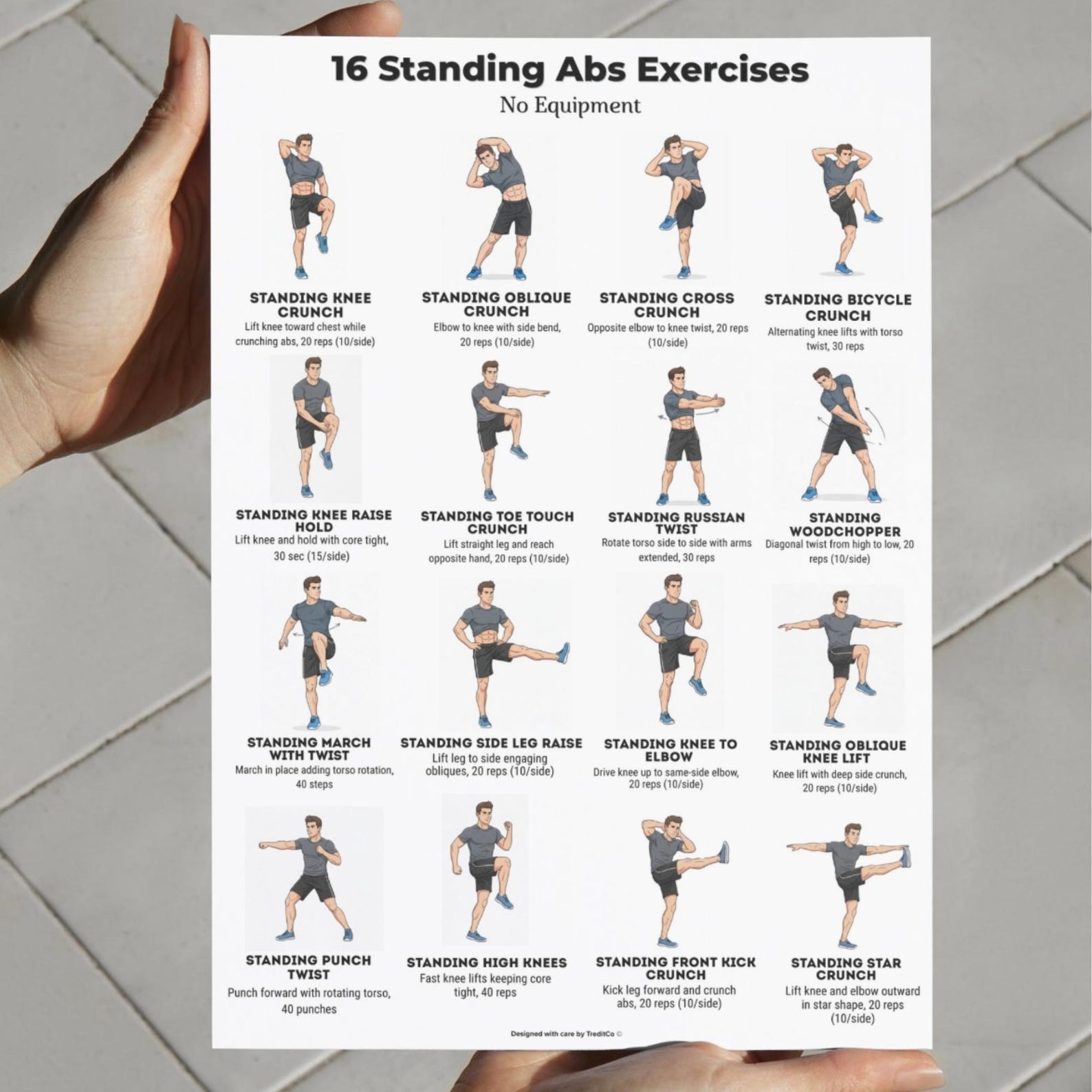 Standing Abs Exercises No Equipment | Standing Core Exercises Abs