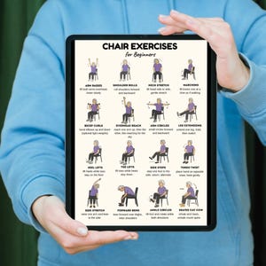 Chair Exercises for Beginners 16 Moves, Seated Exercise Plan PDF ...
