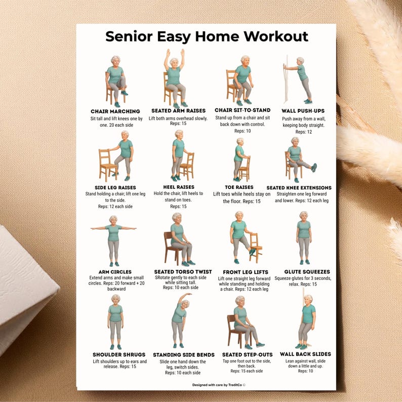 Senior Workout Bundle Printable | 3 Low-Impact Exercise Posters