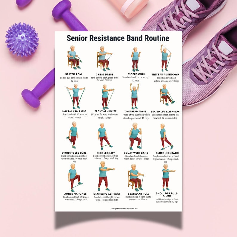 Senior Resistance Band Exercise Chart Printable