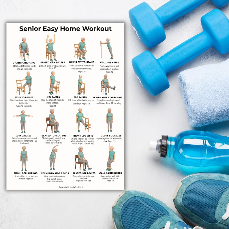 Senior Home Workout | 16 Beginner Exercises Printable | Low-impact ...