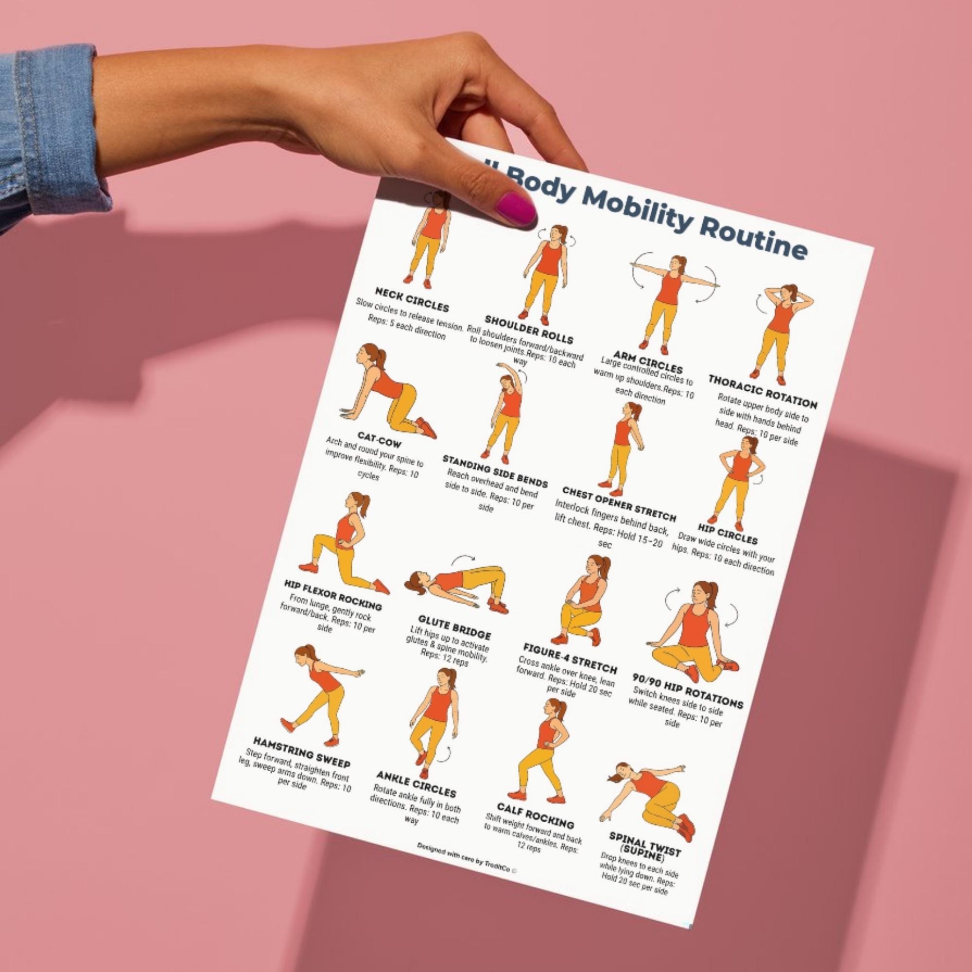 Printable Mobility Full Body Mobility Routine Printable, 16 Mobility Exercises PDF ...