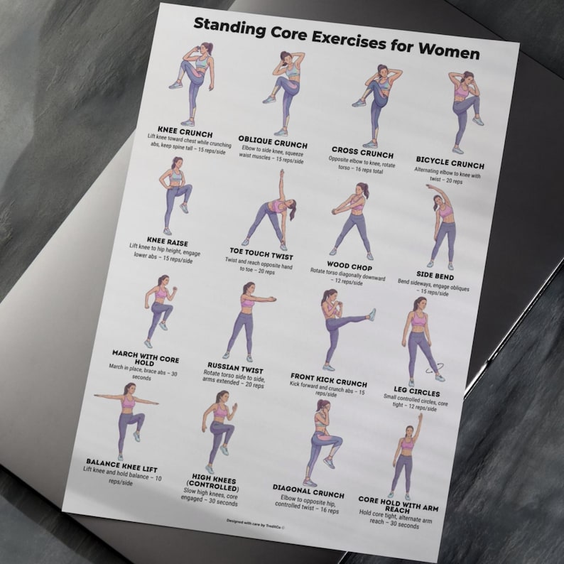 Standing Core Exercises for Women | Standing Abs Exercises No Equipment ...