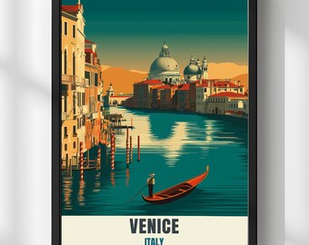 Venice Italy Poster, Venice Italy Wall Art Print, Venice Travel Poster Decor, Grand Canal Cityscape Wall Art Gift, Romantic Italy Decor