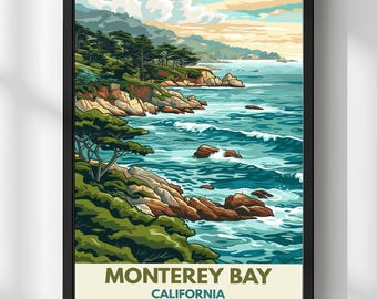 Monterey Bay, California Travel Poster, Monterey Bay Wall Art, California Print, Monterey Bay Poster, Coastal California Decor, Gift