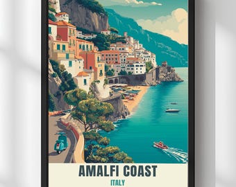 Amalfi Coast Italy Poster, Amalfi Coast Italy Wall Art Print, Amalfi Coast Travel Poster Decor, Italy Coastal Print, Amalfi Gift Wall Art