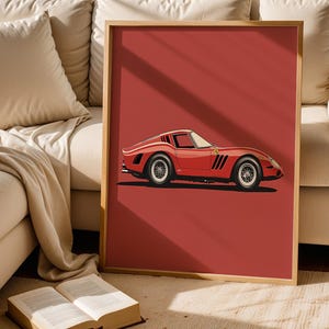 Vintage Red Sports Car Print Classic Automobile Wall Art Retro Racing Poster Digital Download Car Lover Gift Minimalist Garage Room Decor