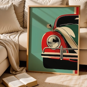 Retro Car Wall Art Mid-Century Modern Print Vintage Automobile Decor Minimalist Classic Vehicle Poster Car Lover Gift Instant Download Art