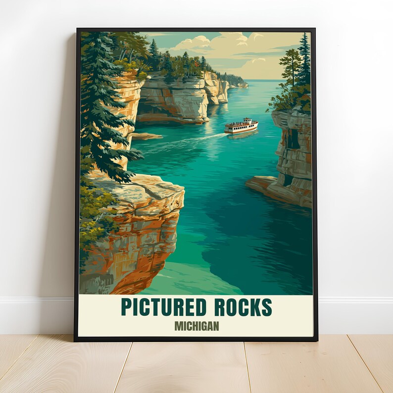 Pictured Rocks Michigan Poster, Pictured Rocks Michigan Wall Art Print ...