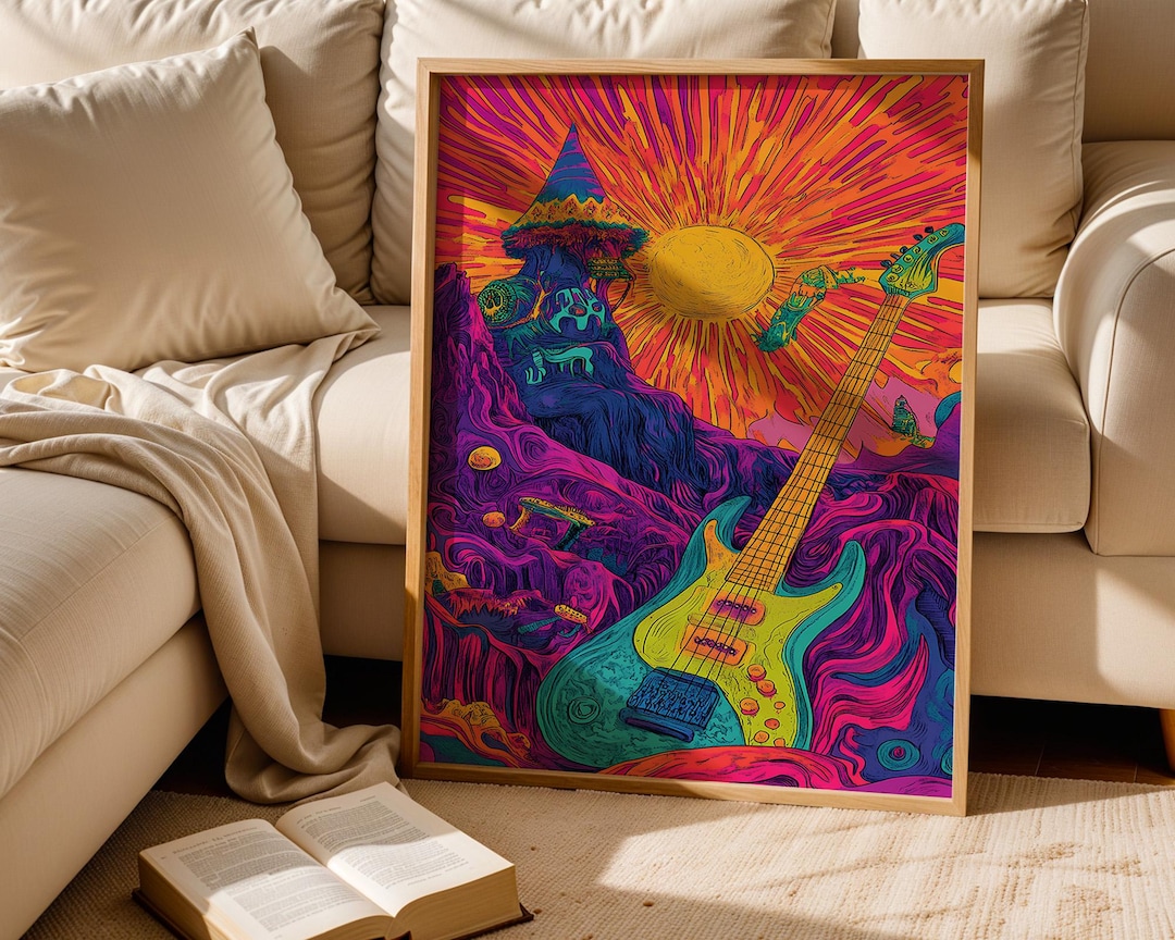 Psychedelic Guitar Art Trippy Music Poster Surreal Rock Album Cover ...