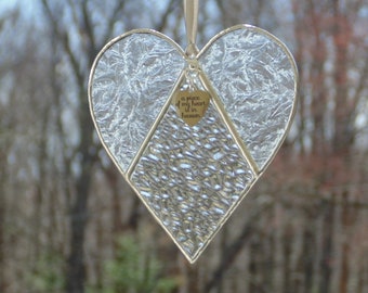 A piece of my heart is in heaven, stained glass heart suncatcher, sympathy gift