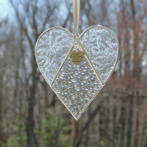 A piece of my heart is in heaven, stained glass heart suncatcher, sympathy gift image 1