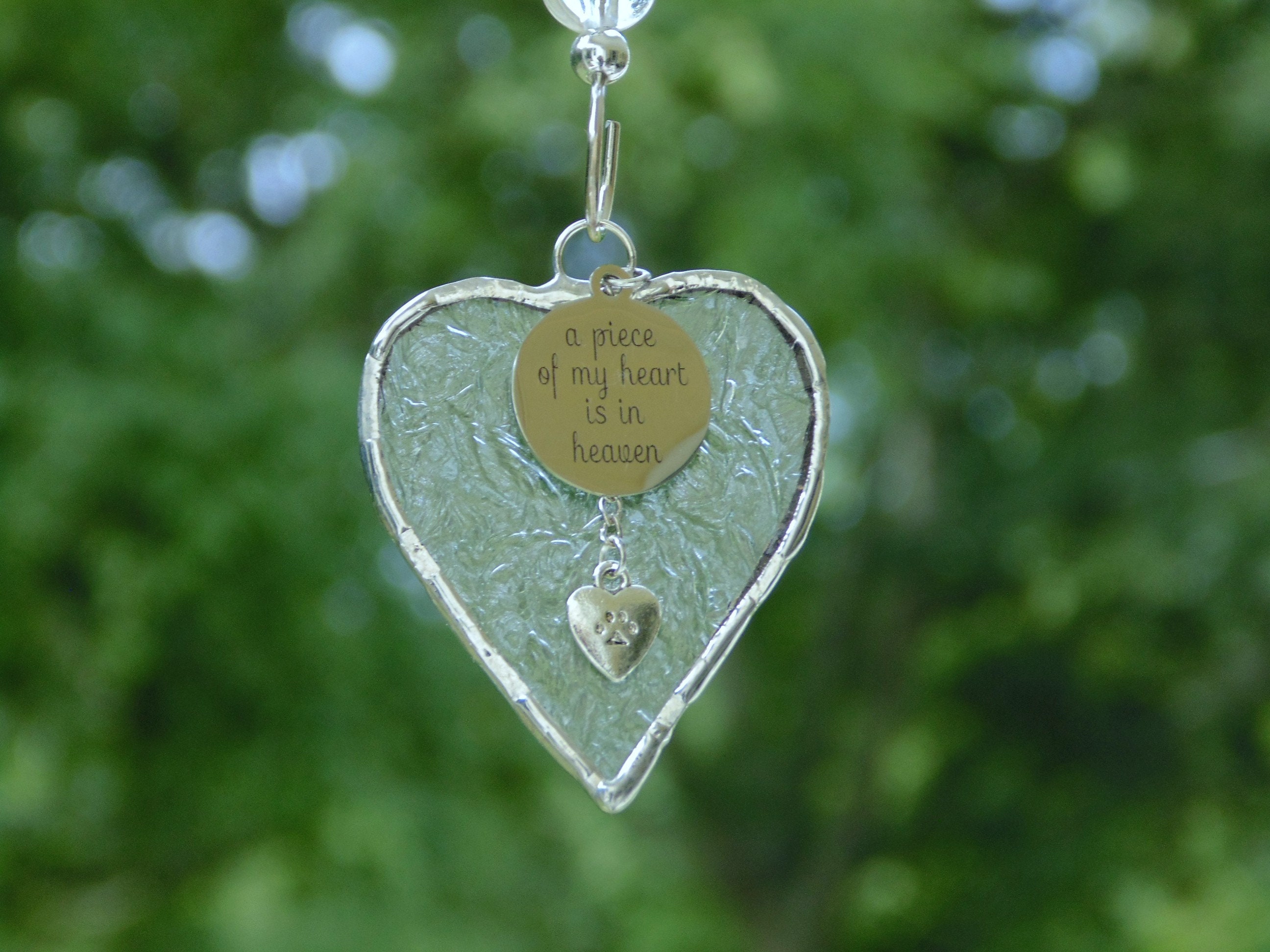 Cat loss sympathy gift stained glass heart suncatcher Etsy