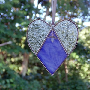 Purple stained glass heart, sympathy angel gift, bereavement condolence gift image 6