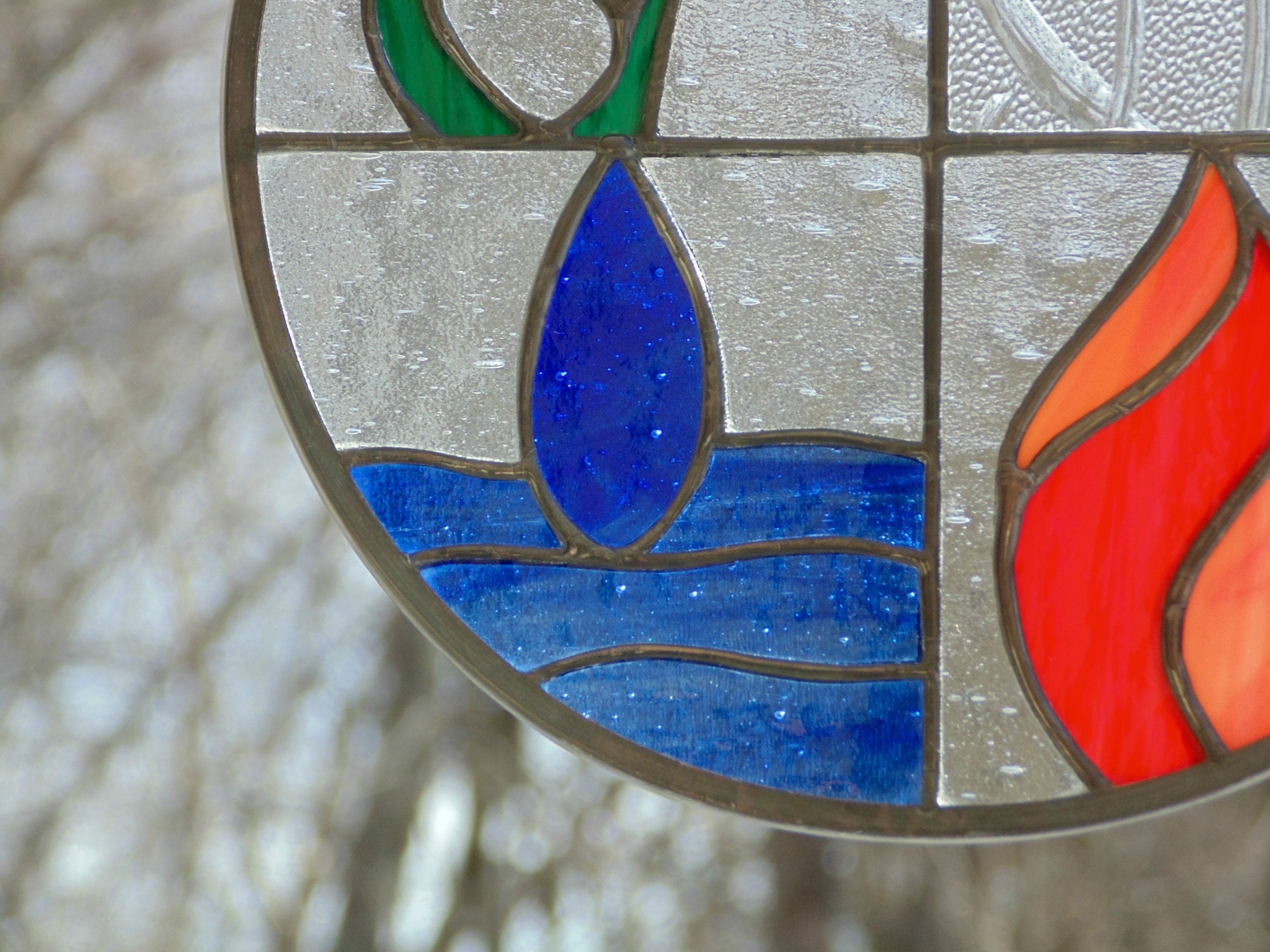 Stained glass suncatcher art panel Earth Air Water Fire Etsy