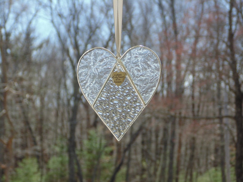 A piece of my heart is in heaven, stained glass heart suncatcher, sympathy gift image 4