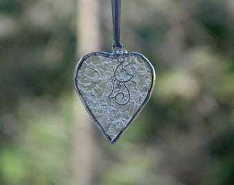 Cat lover gift, stained glass heart suncatcher ornament
