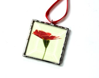 Red flower ornament mini wall decoration, gardener gift, Christmas ornament for her
