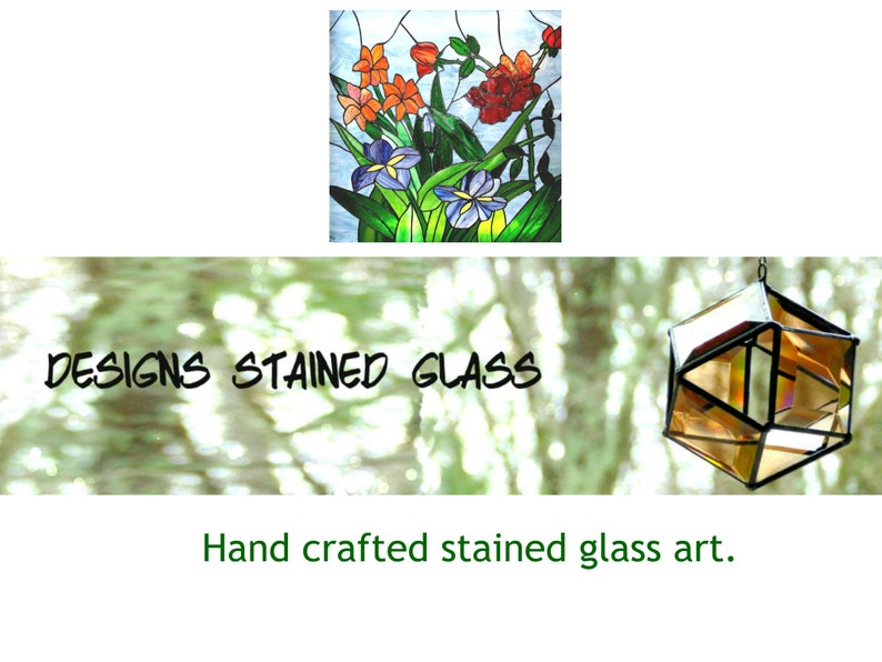 Tulip flower stained glass ornament, mini wall art, home decoration, stained glass image 9