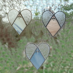 Sympathy gift stained glass heart suncatcher, custom colors, personalized memorial
