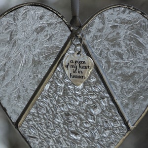 A piece of my heart is in heaven, stained glass heart suncatcher, sympathy gift image 2