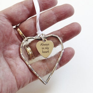 Always in My Heart, stained glass small heart suncatcher ornament, sympathy, condolence, friendship gift image 4