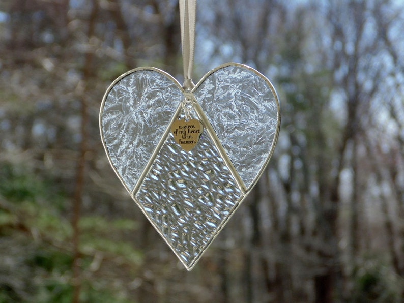 A piece of my heart is in heaven, stained glass heart suncatcher, sympathy gift image 10