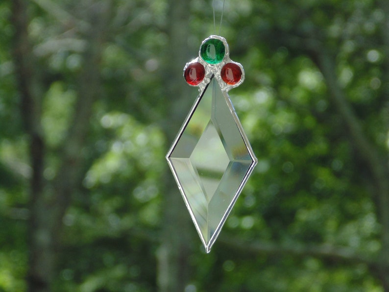 Diamond bevel prism ornament, stained glass suncatcher, Christmas decoration ornament image 1